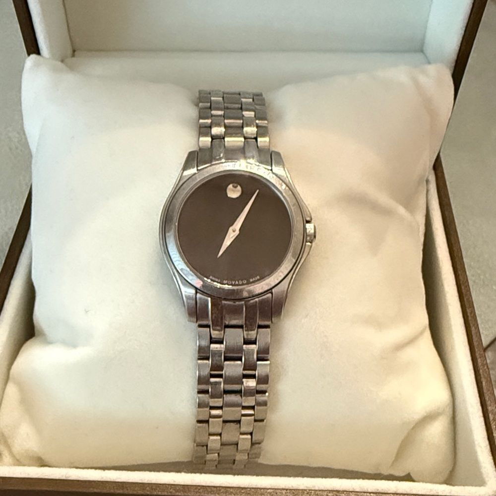 Women's Movado Museum Stainless Steel Quartz Watch Black Dial